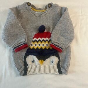 Baby Boden Gray Sweater with Penguin Design
